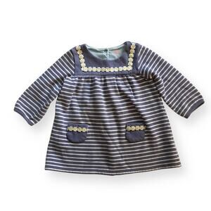 Baby Boden striped daisy trim dress